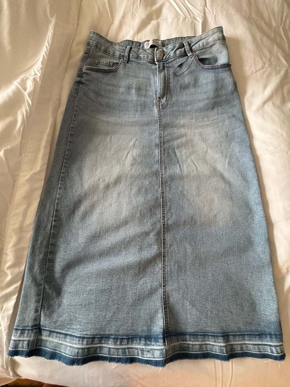 Primark Denim Co. Denim Skirt Size 14 Light Blue Midi Back Slit
